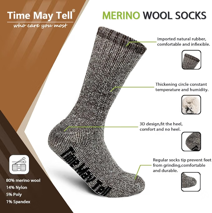 Merino Wool Thermal Hiking Boot Socks